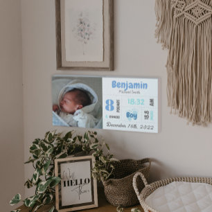 写真の誕生発表家族の記念 キャンバスプリント