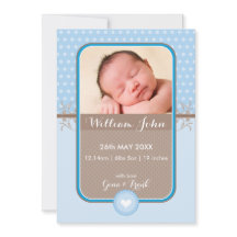 写真の誕生発表甘い水玉模様ブルー