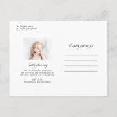 写真の誕生発表紹介生まれたばかりのベビー ポストカード (裏面)