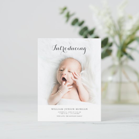 写真の誕生発表紹介生まれたばかりのベビー ポストカード (スタンド正面)
