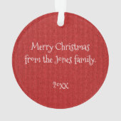 写真の赤いニット模様の写真枠丸 オーナメント (裏面)