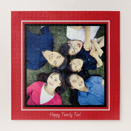 写真の赤お気に入りの黒の縁どカスタム ジグソーパズル (縦)