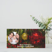 写真の赤と金ゴールドオーナメント シーズンカード (スタンド正面)