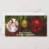 写真の赤と金ゴールドオーナメント シーズンカード (正面)