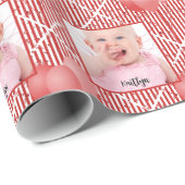 写真の赤/白のシンプルストライプ ラッピングペーパー (ロールコーナー)