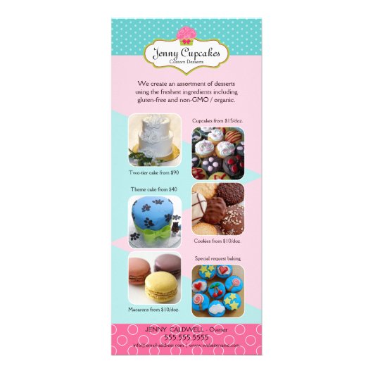 写真の追加のカスタムベーカリー ラックカード (正面)