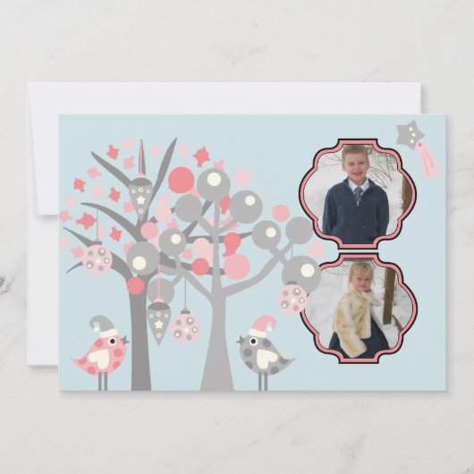 写真の追加カスタムWinter Birds Holiday Card シーズンカード (正面)