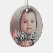 写真の追加パーソナライズされた初めてのクリスマス セラミックオーナメント (右)