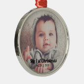 写真の追加パーソナライズされた初めてのクリスマスChr メタルオーナメント (右)