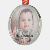 写真の追加パーソナライズされた初めてのクリスマスChr メタルオーナメント (左)