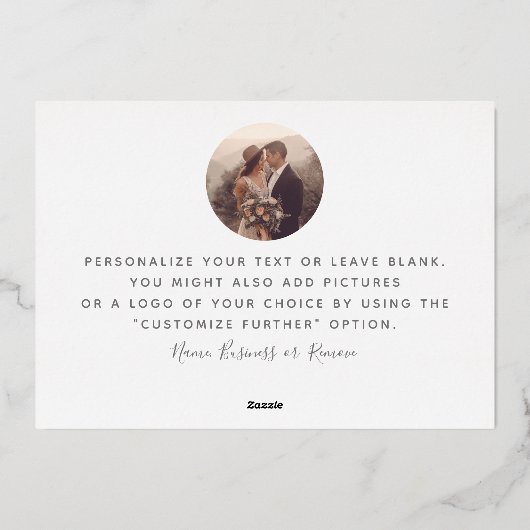 写真の追加ミニマルスモダンクリッ結婚トに感謝 箔シーズンカード (裏面)