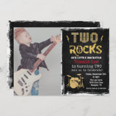 写真の追加ロックスタードラムセット2nd誕生日招待状 招待状 (正面/裏面)