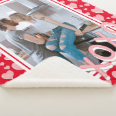 写真の追加ロマンチックな赤いピンクのハートXOXO シェルパブランケット (3/4)