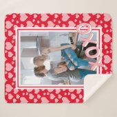 写真の追加ロマンチックな赤いピンクのハートXOXO シェルパブランケット (正面(横))