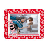 写真の追加ロマンチックな赤いピンクのハートXOXO マグネット (横)