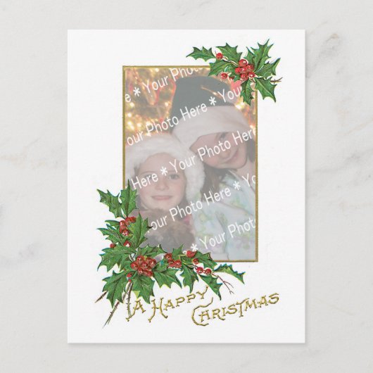 写真の追加ヴィンテージハッピーなクリスマステンプレート シーズンポストカード (正面)