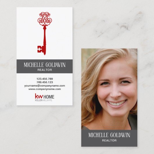写真の追加実在モダン不動産不動産仲介業者鍵 名刺 (正面/裏面)