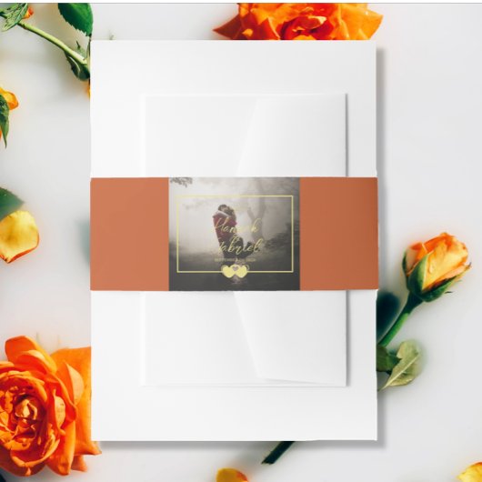 写真の追加結婚Terracotta招待状用帯 招待状ベリーバンド