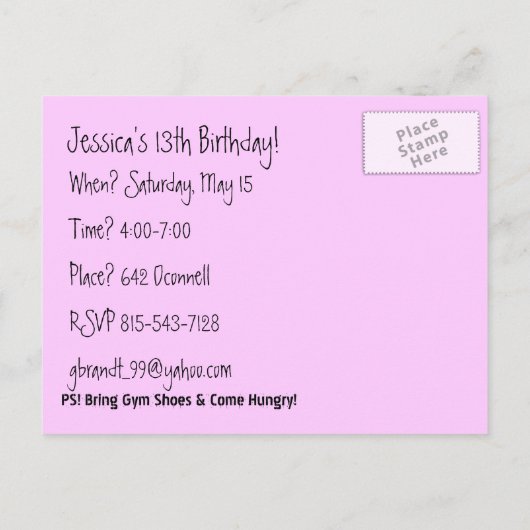 写真の追加誕生日はがき招待状 インビテーションポストカード (裏面)