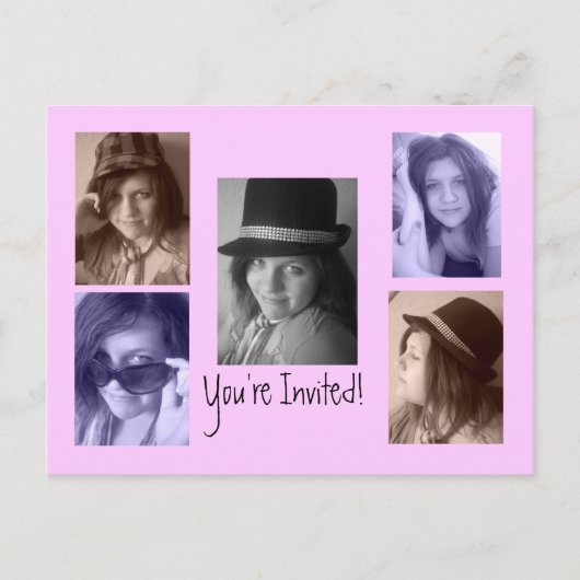 写真の追加誕生日はがき招待状 インビテーションポストカード (正面)