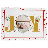 写真の追加金ゴールドJOYと赤い水玉模様 ラージペーパーバッグ (裏面)