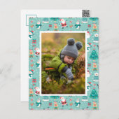 写真の追加 |かわいいクリスマスパターン ポストカード (正面/裏面)