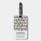 写真の追加|かわいいヒップスター猫の柄 ラゲッジタグ (裏面縦)