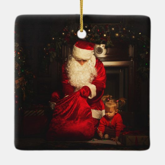 写真の追加 |クリスマスパーソナライズされた。 セラミックオーナメント (裏面)