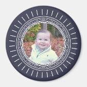 写真の追加 |ネイビモダンーブルー&ホワイト マグネット (正面)