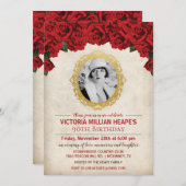 写真の追加 – バラマイルストーン誕生日招待状 招待状 (正面/裏面)