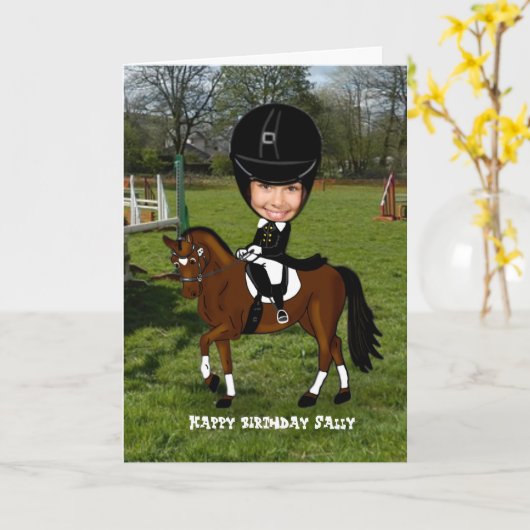 写真の追加 – パーソナライズされた馬乗り カード (黄色い花)