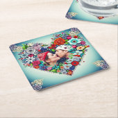 写真の追加 |フローラハートフレーム スクエアペーパーコースター (アングル)