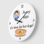 写真の追加： 'ホットドッグの時間' ラージ壁時計 (傾斜)