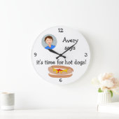写真の追加： 'ホットドッグの時間' ラージ壁時計 (ホーム)