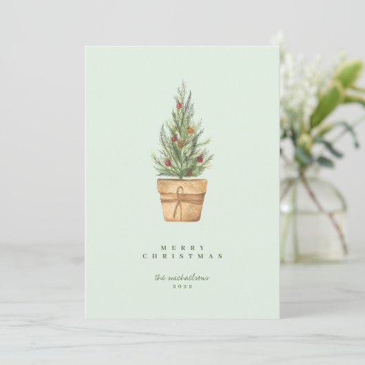 写真の追加 |メリークリスマスウォーターカラーツリー 招待状 (スタンド正面)