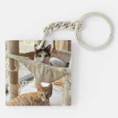 写真の追加、名前バッファローチェックピンクアクリル キーホルダー (裏面)