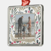 写真の追加 |水彩の柊とベリー メタルオーナメント (左)