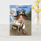 写真の追加 – 海賊パーソナライズされた風刺画 カード (黄色い花)