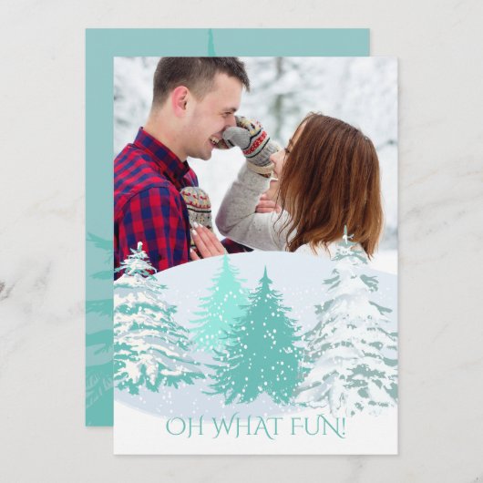 写真の追加 – 色の変更クリスマスツリー 招待状 (正面/裏面)