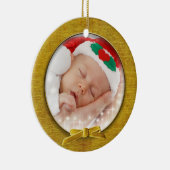 写真の追加 – 金ゴールドシェニールラウンドテンプレート セラミックオーナメント (右)