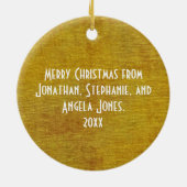 写真の追加 – 金ゴールドシェニールラウンドテンプレート セラミックオーナメント (裏面)