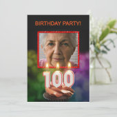 写真の追加， 100th Birthday party招待状 招待状 (スタンド正面)