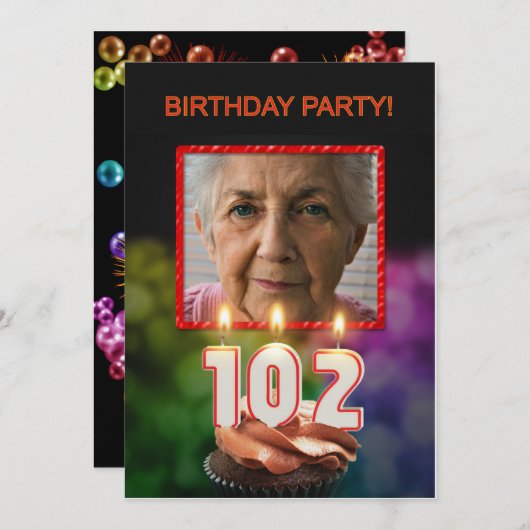 写真の追加, 102番目の誕生日パーティーの招待 招待状 (正面/裏面)