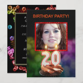 写真の追加， 20th Birthdayパーティーへの招待 招待状 (正面/裏面)