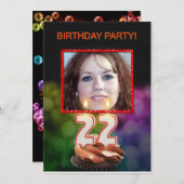 写真の追加, 22番目の誕生日パーティーの招待 招待状 (正面/裏面)