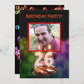 写真の追加, 26th Birthdayパーティーの招待 招待状 (正面/裏面)