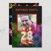 写真の追加, 28th Birthdayパーティーの招待 招待状 (正面/裏面)