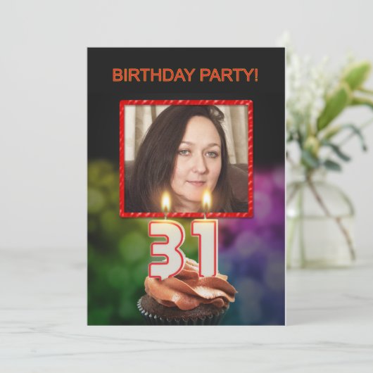 写真の追加， 31番目の誕生日パーティーの招待 招待状 (スタンド正面)