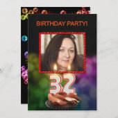 写真の追加, 32番目の誕生日パーティーの招待 招待状 (正面/裏面)