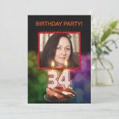写真の追加， 34th Birthday Party Invitation 招待状 (スタンド正面)